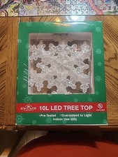 Kurt S. Adler 10 LED Light Snowflake Treetop Christmas Decor Blue White Lights