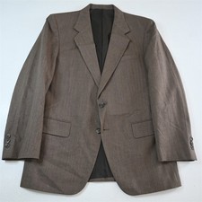 Vtg Mens 40R Brown Herringbone Mens Blazer Suit Jacket Sport Coat