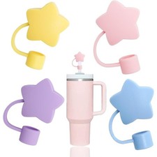 Lovely Star Straw Covers Silicone Tips for 30 oz 40 oz Tumblers Reusable Straw