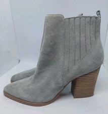 Marc Fisher LTD Womens Alva Ankle Bootie Sz 9M Gray Suede Pointed Toe Block Heel