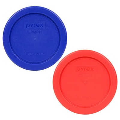 Pyrex 7202-PC (1-Cup) Cadet Blue & Red Replacement Lid - Made in USA