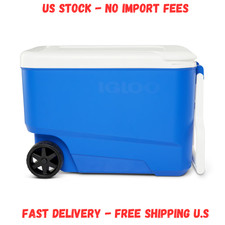 HOT DEAL Igloo Wheelie Cool 38 QT Hard Sided Cooler with Wheels, Blue