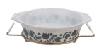 Rare Vintage Pyrex Black Tulip Casserole Dish With Cradle! No Lid