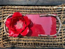 Red Studio B by Magenta Ceramic Flower Bowl Serving Tray