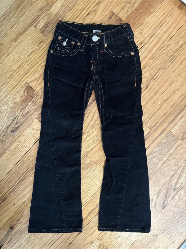 True Religion Girls Joey black Corduroy Pants Size 7