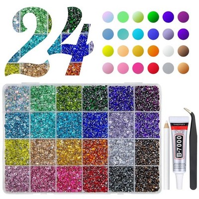 qiipii 20000PCS 24 Color Resin Rhinestones w B7000 Jewelry Glue for Bedazzlin...