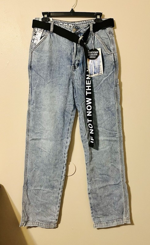 NWT Womens SONG Carpenter 90's Boyfriend Denim Blue Jean Pants 13/31
