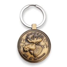 Sweden Moose Coin Keychain Key Ring Travel Tourist Souvenir King of the Forest