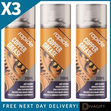 3 x COPPER GREASE SPRAY 250ML RAPIDE PROTECTS LUBRICATES PREVENT SEIZURE SQUEAKS
