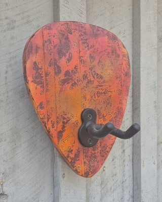 Guitar Pick, Guitar Wall Hanger, Guitar Wall Mount, Painted Pine