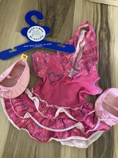 Build A Bear Pink Heart Ruffle Hoodie Dress Shirt Top Teddy Clothes Outfit Shoes