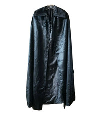 Cosplay Cloak Lined Blk Silky Vampire Costume Lrg Plush Collar Magician 47"
