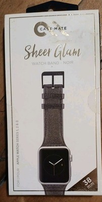 Case-Mate Sheer Glam Watch Band for Apple Watch Series 1,2,& 3 - 38mm Noir Black