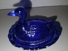 Boyd Duck On nest salt cellars glass Cobalt Blue Miniature  — photo 3