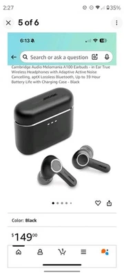 New! Cambridge Audio Melomania A100 Earbuds - in Ear True Wireless Earbuds Black