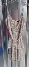 NWT Trixxi Silver Sequined Cocktail Dress Swing Skirt Women' size S Party