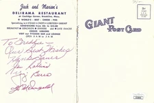 Yogi Berra Bauer Collins Signed Autographed Postcard Yankees JSA II35694