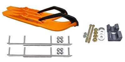 C&A Pro Orange XCS Snowmobile Skis w/ 7.5'' Shaper Bars Complete Kit Arctic Cat