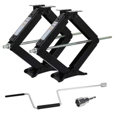 WEIZE Leveling Scissor Jacks 9000lbs Trailer Stabilize RV Camper w/ Handle 24"