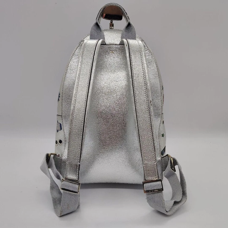 Mochila rara Anya Hindmarch ojos parche completo imitación cuero plata 132947KAuth Foto 3 de 4
