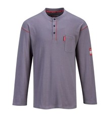 Portwest FR Bizflame FR 02 Long Sleeve T-shirt Henley Long Sleeve Gray NEW