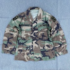 Vintage US Army Woodland Camo Jacket BDU Shirt Combat Coat Mens Small Airborne