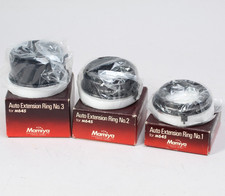 MAMIYA M645 AUTO EXTENSION RING SET IN BOXES  PAKAGING NO. 1, 2  3 VERY CLEAN