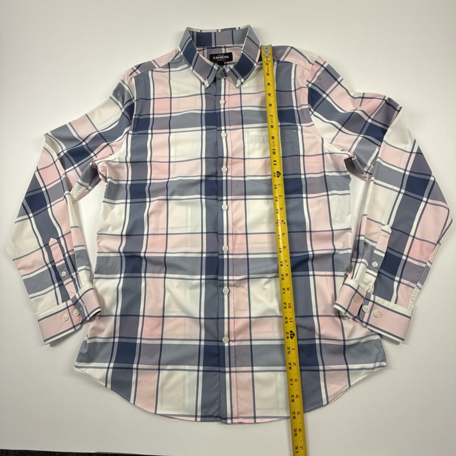 Express Performance Long Sleeve Button Down Slim … - image 6