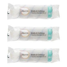3 x Harris Paint Roller Sleeves 7" Medium Pile Walls & Ceilings Seriously Good