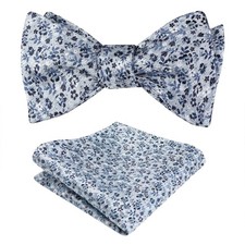 Mens 2pcs Floral Self-tied Bow Tie with Pocket Square Colorful Tie Set