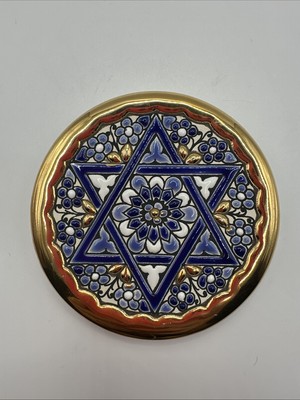 24K Gold Cercolon Pintado A Mono 4  Enameled Art Plate Tile Hang or Rest Spain