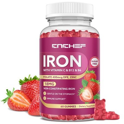 Iron Supplement for Women & Men Gummies, Multivitamin Blood Builder Iron Supp...