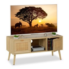 TV Stand Television Cabinet Telly Shelving Unit Rattan 43 Inches 45.5x100x40cm