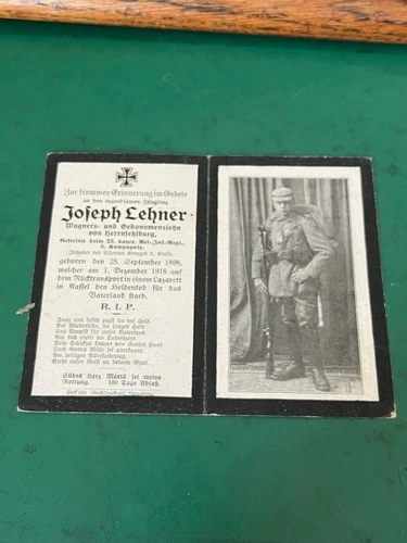ORIGINAL  WW1 GERMAN MILITARY STERBEBILD DEATH  CARDS 1914 to 1918