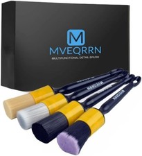 4pcs Car Detailing Brush Set, Boars Hair Car Detailing Brushes, Color: Yellow