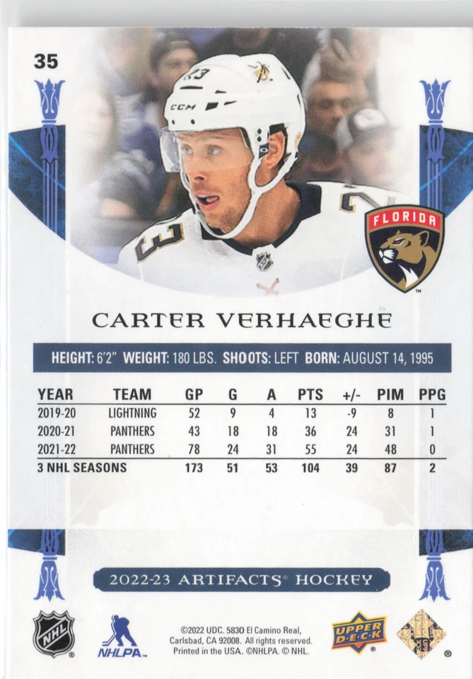2022-23 Upper Deck Artifacts #35 Carter Verhaeghe - Image 2 of 2