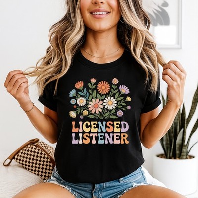 Licensed Listener Womens T-Shirt Counselor Therapy Mental Health Gift For Her