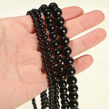 Natural Black Obsidian Round Beads 4/6/8/10mm Polished DIY Jewelry - NEW