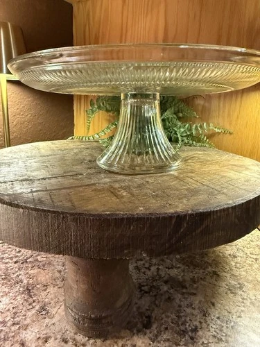 Vintage Anchor Hocking Canton Pedestal Glass Cake Stand 12”