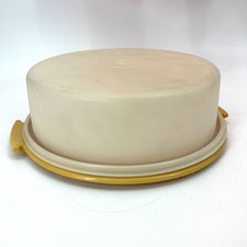 Vintage Tupperware Pie Keeper Cake Potluck Mustard Yellow MCM Retro Kitchen
