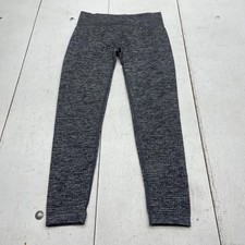 Textured Leggings Womens Medium Gray Mid Rise Ankle Knit Yoga Pants Stretch