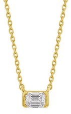 .31CT DIAMOND 14K YELLOW GOLD 3D EMERALD CUT BAGUETTE CLASSIC SOLITAIRE NECKLACE
