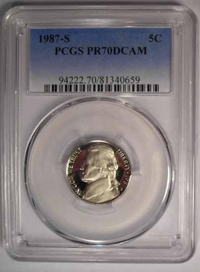 1987-S Proof Jefferson Nickel 5C - PCGS PR70 DCAM (PF70 Cameo) - Rare Grade! - Image 2 of 4