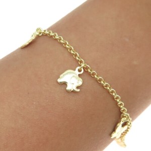 Authentic 925 Sterling Gold Plated Elephant Turtle Shark Butterfly & Flower Bracelet 7"