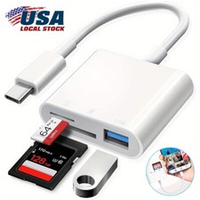 USB-C to SD/TF Card Reader Adapter for iPhone 15 iPad Mac Laptop, Data Transfer