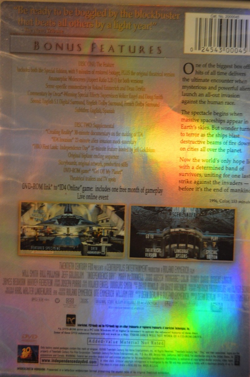 ID4 FIVE STAR COLLECTION DVD Works Great! INDEPENDENCE DAY