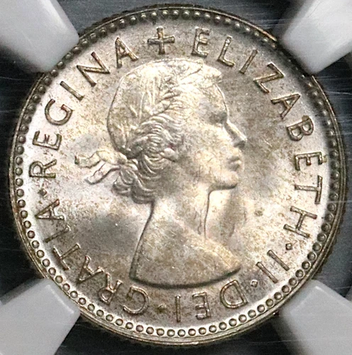 1954 NGC MS 65 Australia Silver 6 Pence Elizabeth II Gem Coin (23031901C)