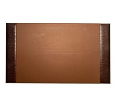 GREENWICH BROWN "CROCO" LEATHER DESK PAD - DESK BLOTTER