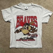 Vintage 1998 Taz Atlanta Braves Looney Tunes Grey T-Shirt AN43715
