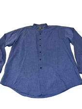 Mosa for Oaktree Mens XL Blue Button Down Low Collar Shirt Cotton